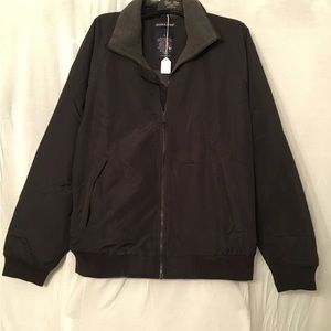 Mens winter/ski jacket, black with grey fleece inside, size XL.
